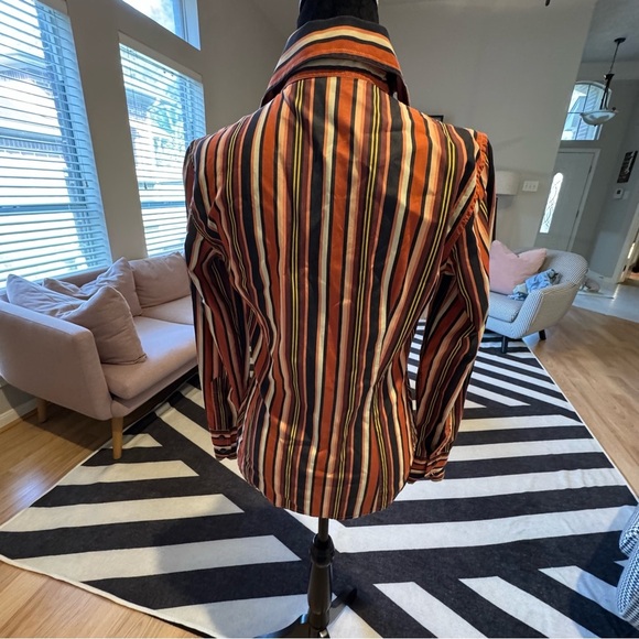 ETRO MILANO 100% Cotton Made in Italy Striped Button Down Top VGUC - Picture 2 of 7